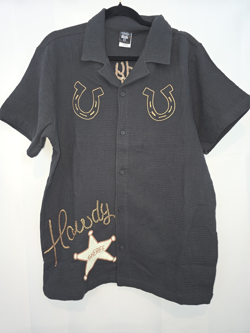Disney Toy Story 5 Men’s Black Short-Sleeve Button-Down Shirt Size M